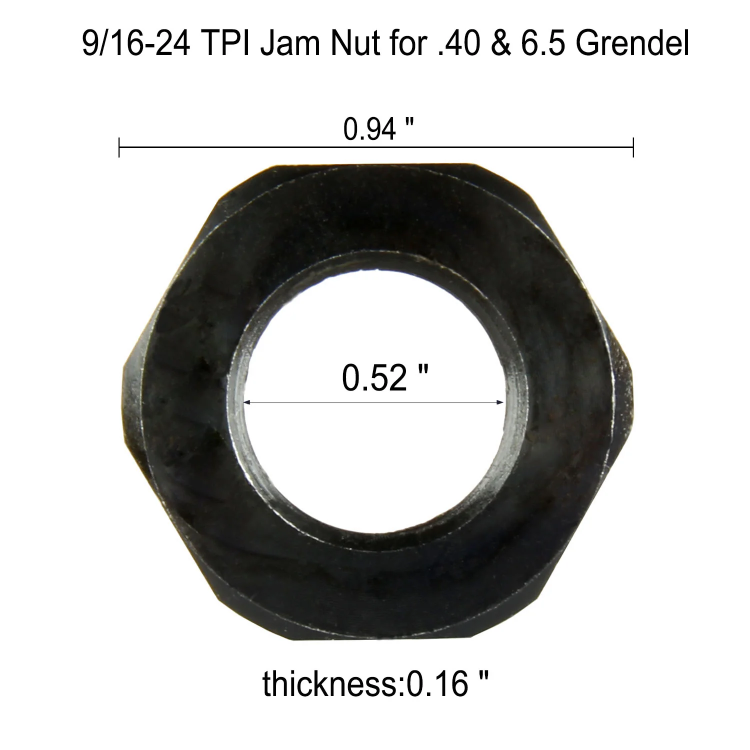 9/16x24 TPI 4.5" Extra Long Low Concussion Linear Compensator Muzzle Brake For .40 w/ Jam Nut - Image 3